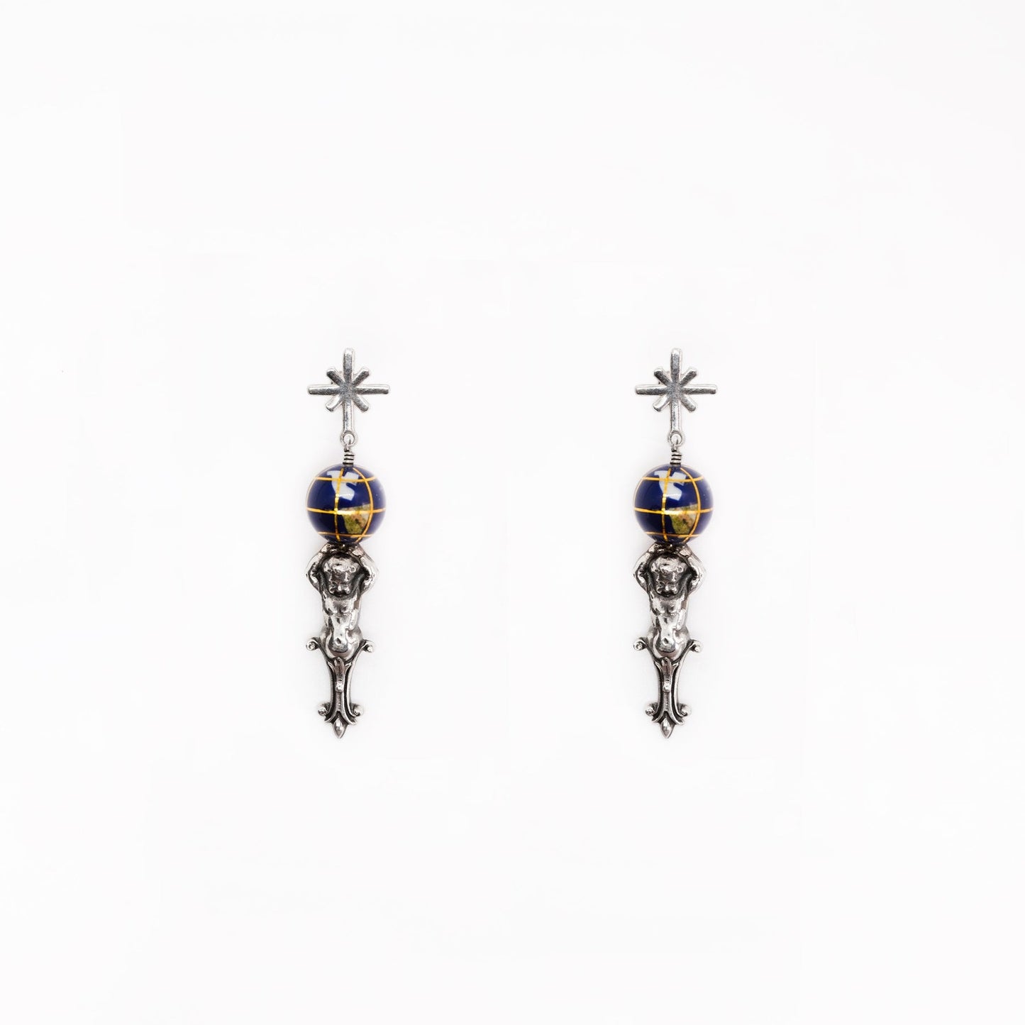 Baroque Cherub Earrings with Globes